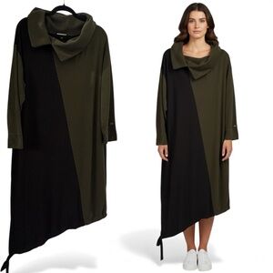 (20)Naya Black and Green Long Sleeve Dress